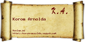 Korom Arnolda névjegykártya